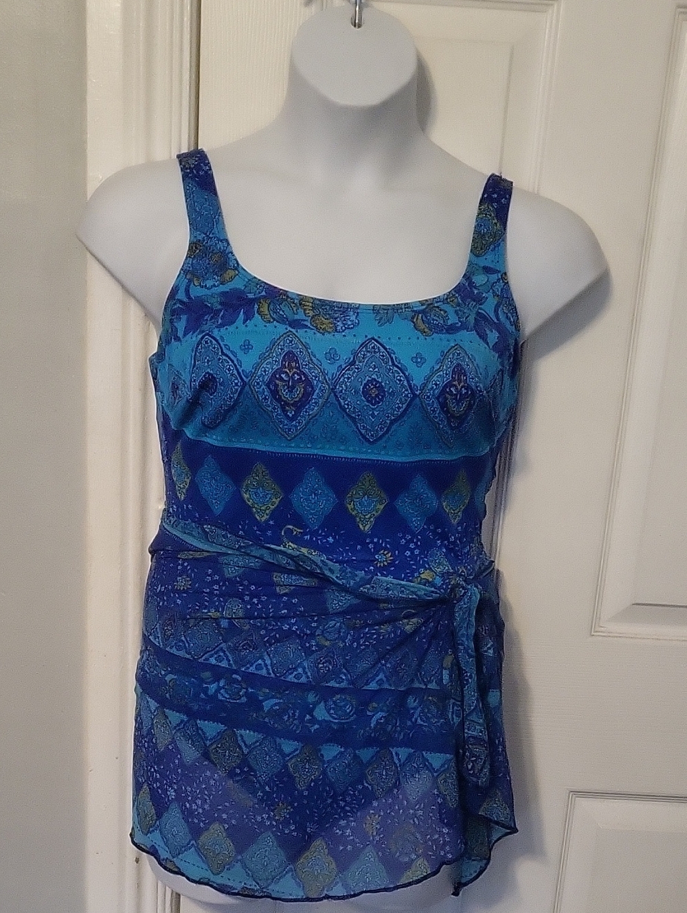 Slim Allure Blue One Piece Swimsuit with Matching Sarong